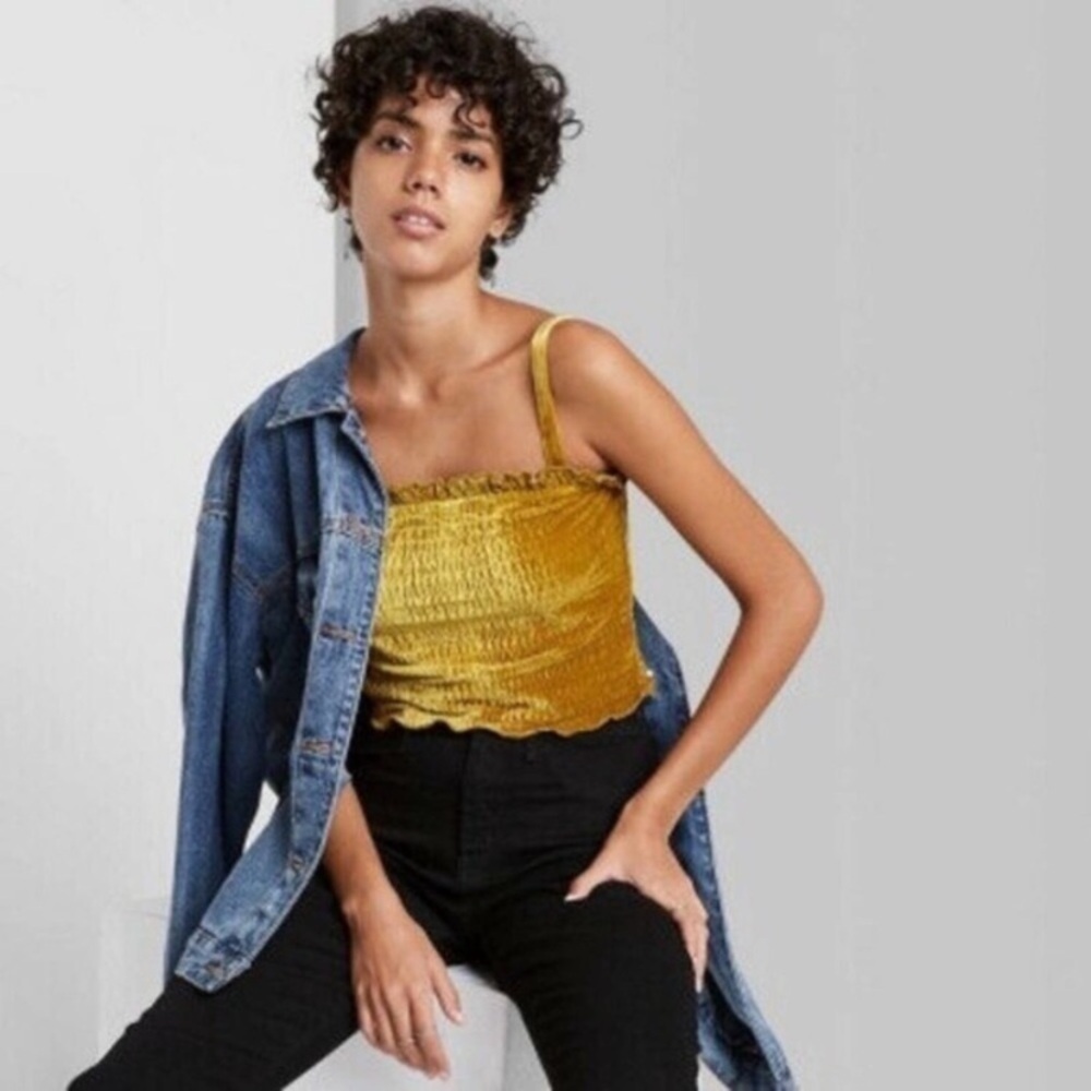 NWT Wild Fable Velvet Mustard Crop Top